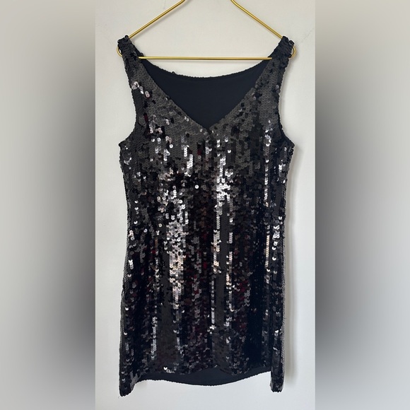 Banana Republic Little Black Sequin Lined Mini Party Dress Women’s 10 Petite 10P - Picture 3 of 6